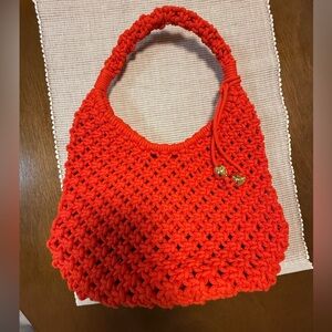 Madewell Camren Rope Bright Red Frame Crochet Shoulder Bag